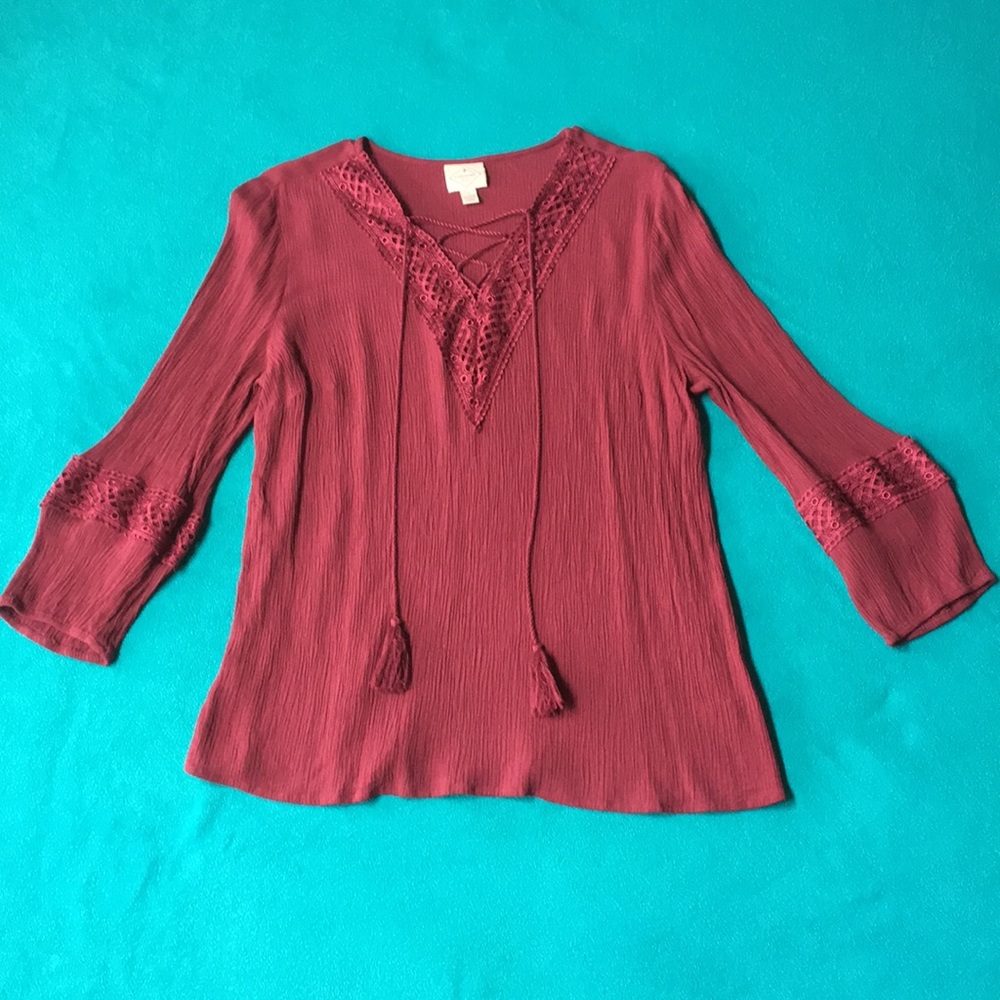 Maroon Long-Sleeve Top